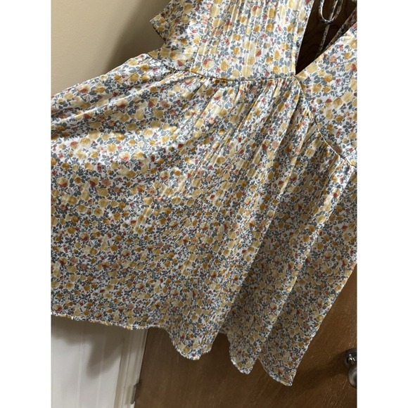 Lulus Express Yourself Yellow Floral Print Satin Babydoll Dress XL V-Neck/Back - Picture 8 of 15